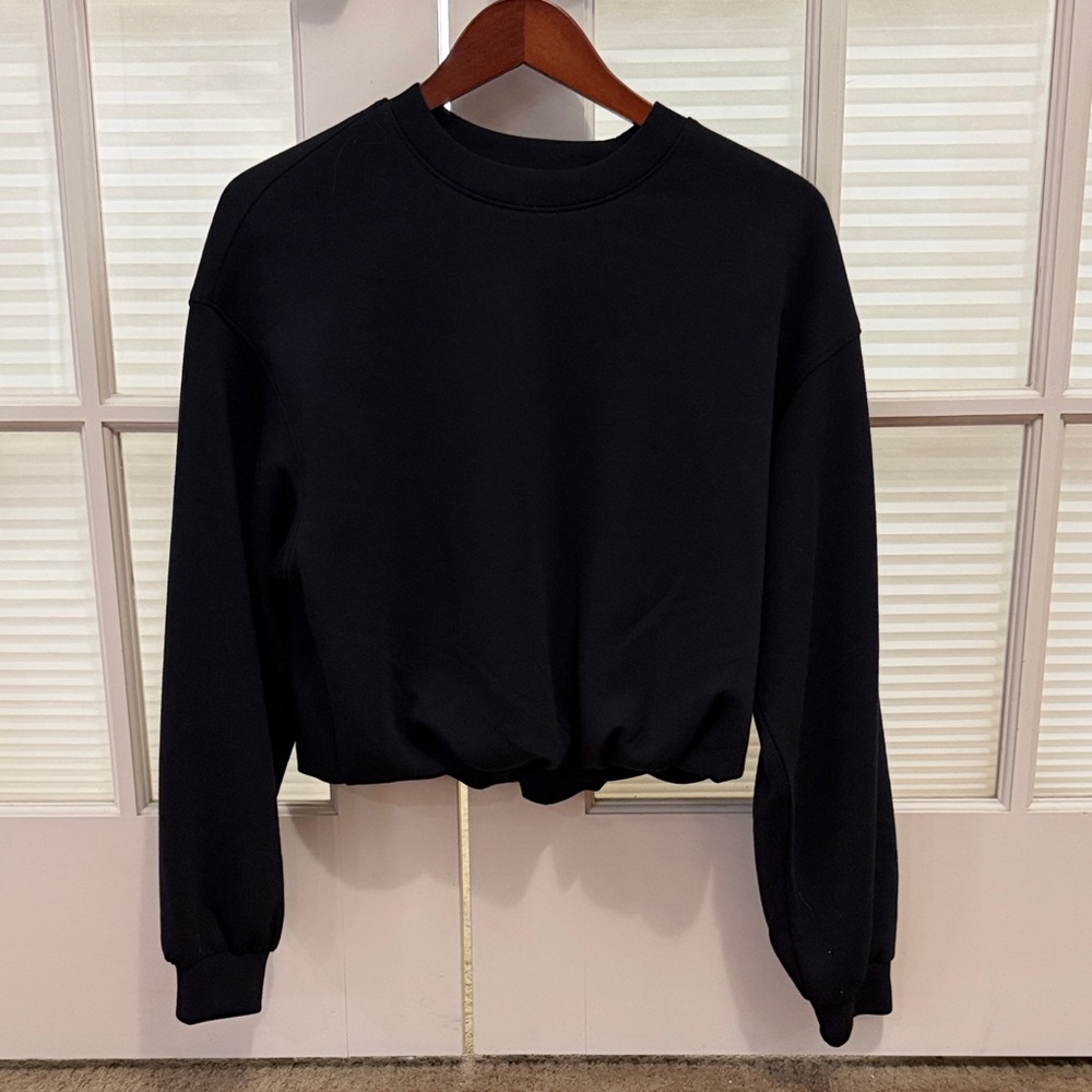 Old Navy Black Bounce Fleece Sweatshirt Bubble Hem